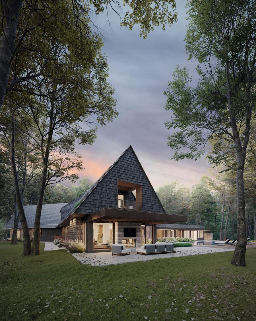 pitched roof modern house design for wellness