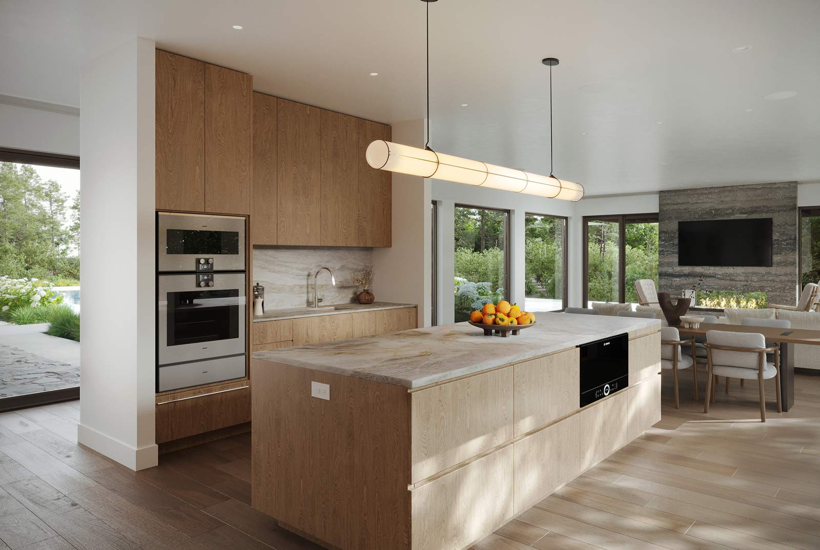 warm organic modern kichen interiors in long island modern home