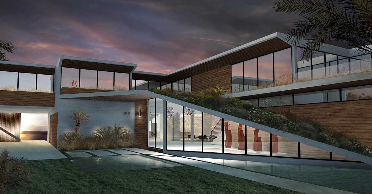 Architecture Rendering of Modern Concrete Home