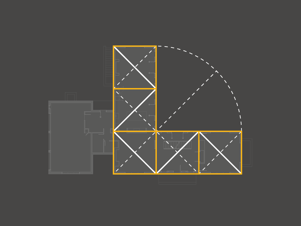 Graphic Design for Architecture Diagrams showing the minimal geometry of the floor plan