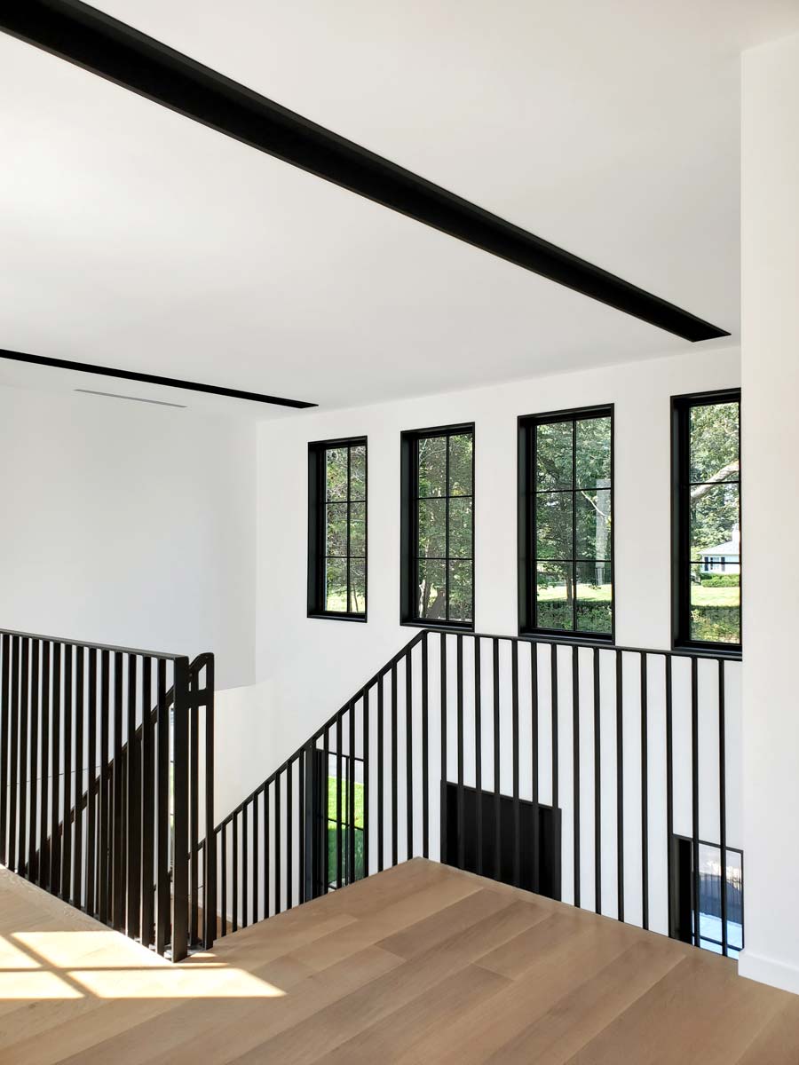 black & white modern home interiors with grand entry foyer in new york