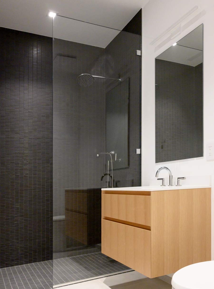 minimal black and white bathroom interior architecture in hudson valley new york
