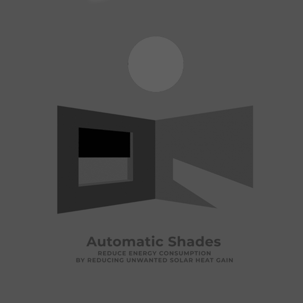 architecture animation showing the sustainabile benefits of automatic shades