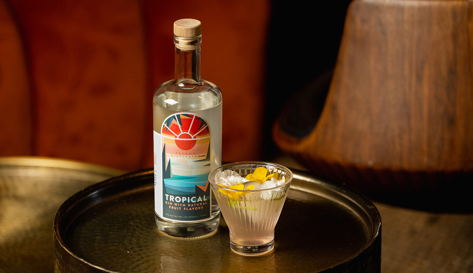 tropical distillery label illustration and branding