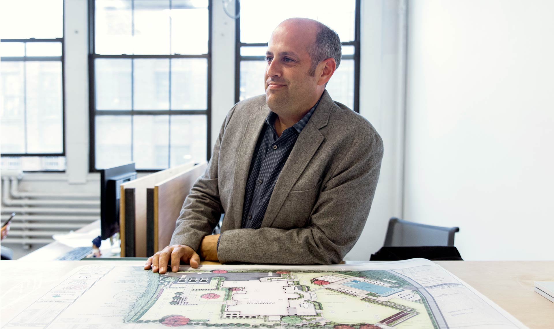 Greg Marett of Bayview Landscape Architecture in his Long Island City Studio during Interview Visit