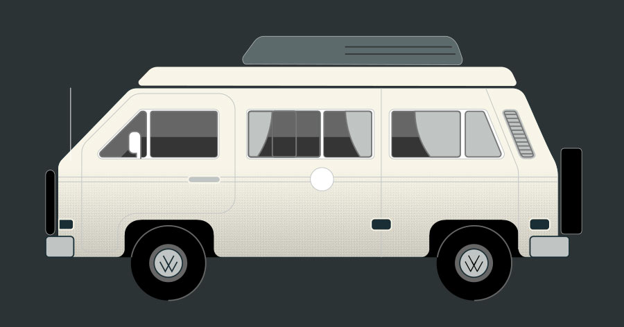 Minimal Volkwagon Van Graphic Design Icon