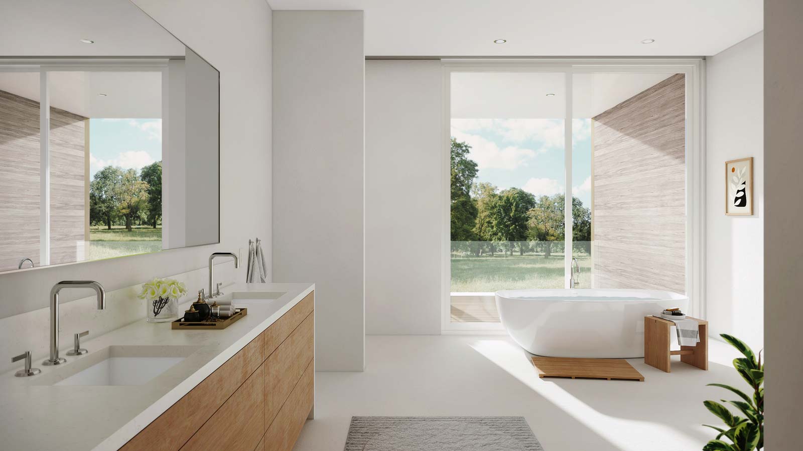 spa-like modern bathroom interior design for modern farmhouse