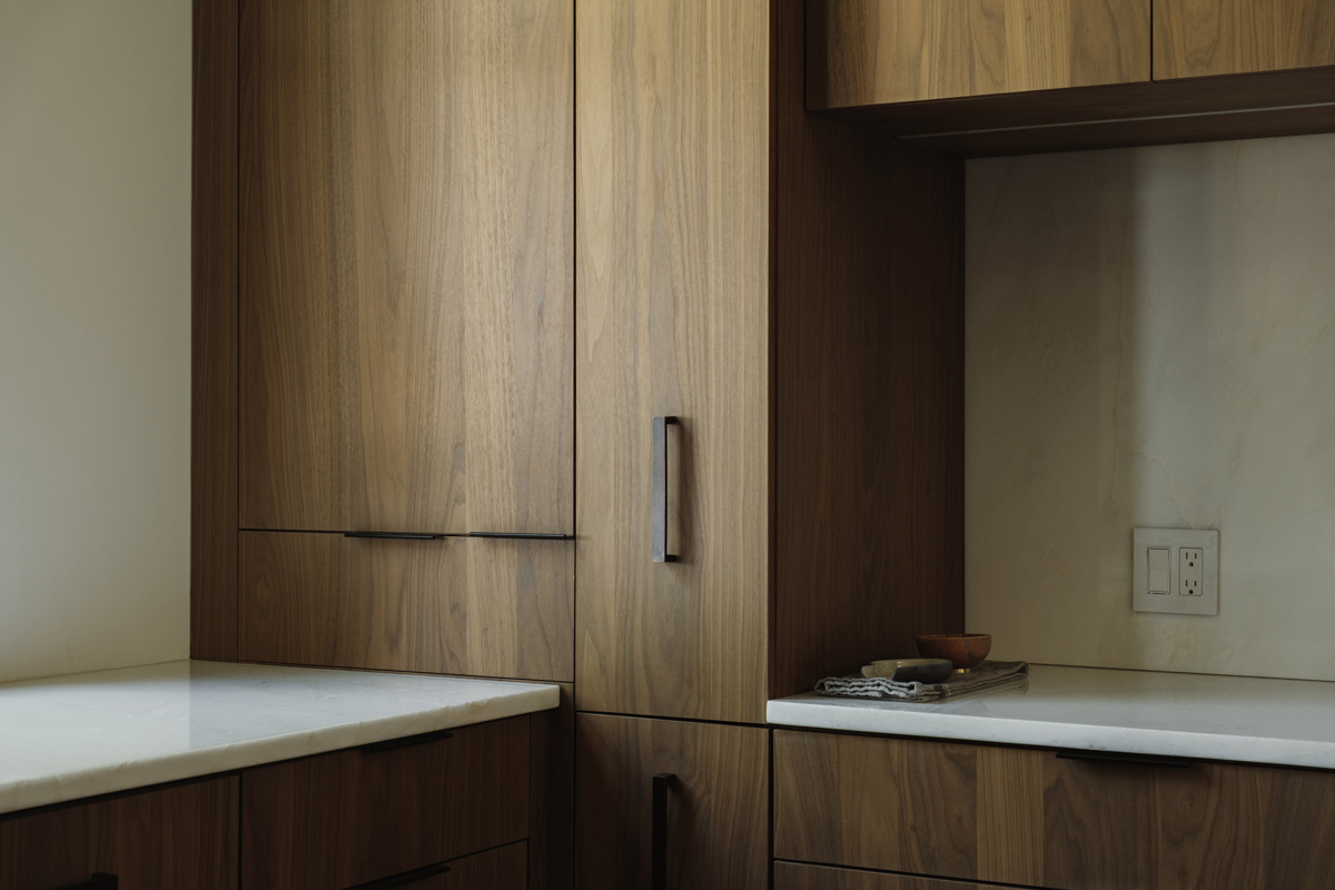 contemporary walnut cabinetry in custom modern-kitchen interiors