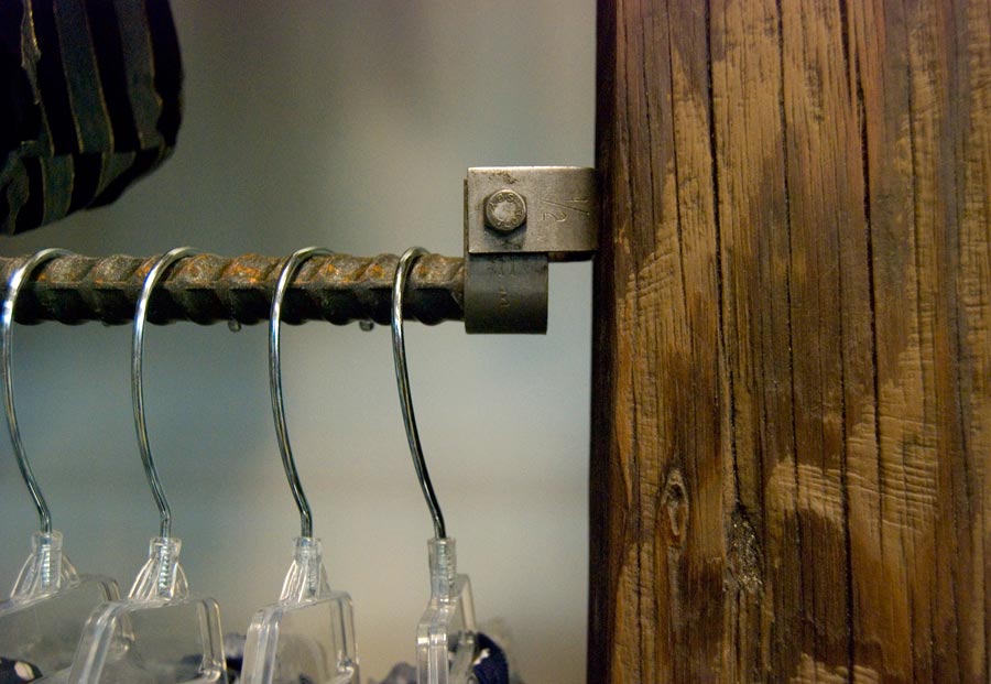 Retail Shop Architecture Detail of Rebar and Reclaimed Wood