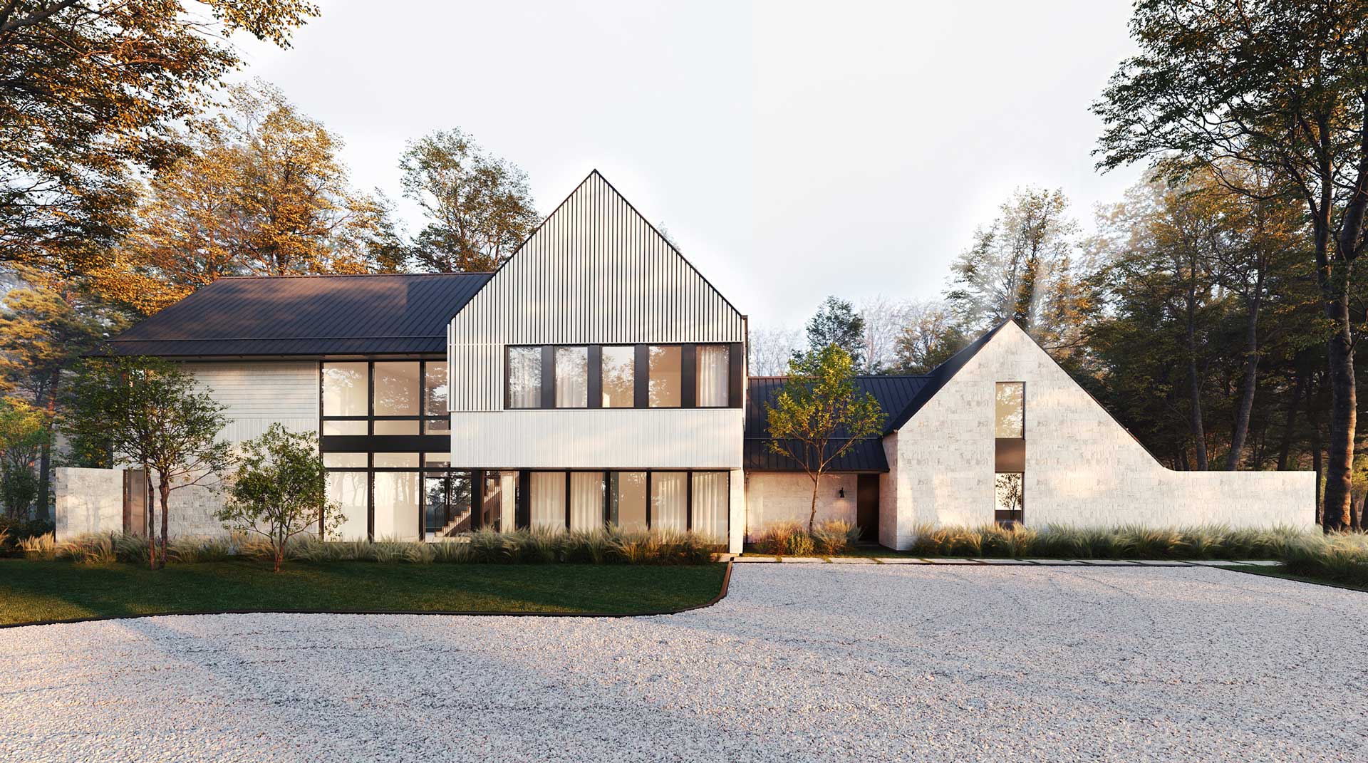 bleached wood white stone modern home design