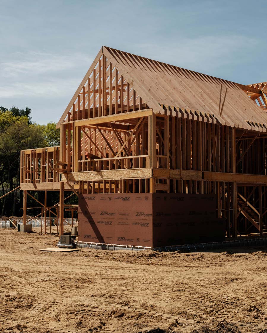 modern long island home under construction