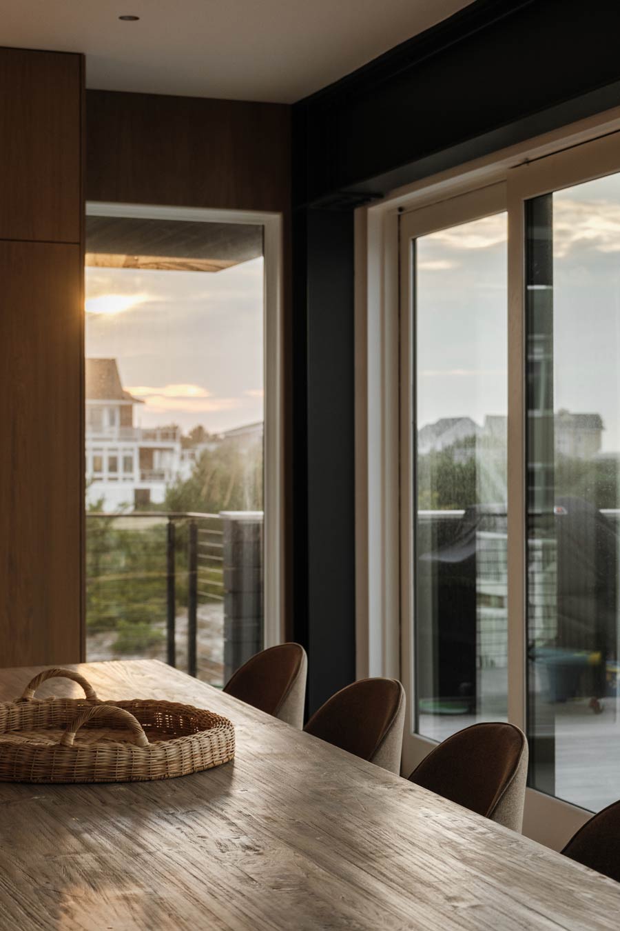 sunset in modern dune road summer house kitchen interiors