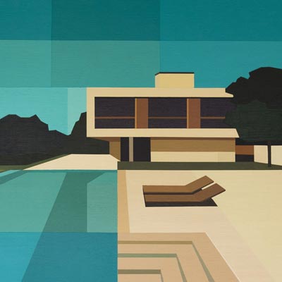 Modernist Architecture Painting Illustration For Summer House