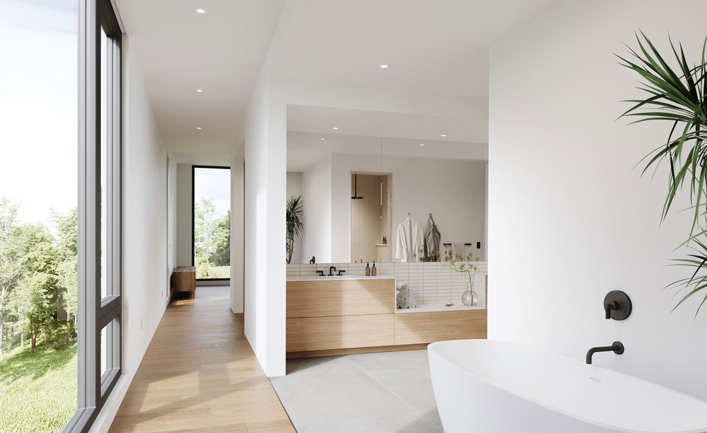 modern mountain home interior bathroom architecture