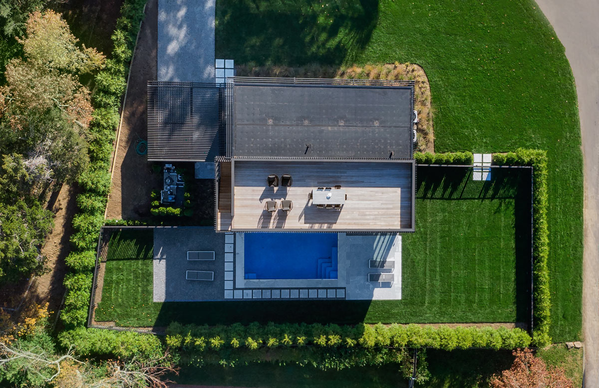 Sag Harbor hideaway modern architecture drone photography