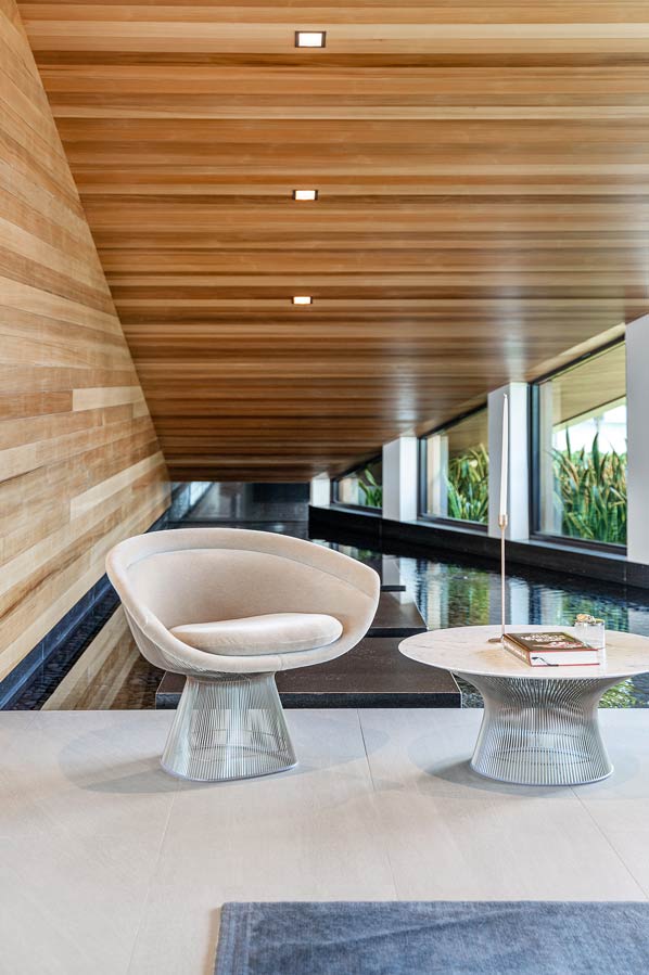 contemporary home water feature with modern furnishings