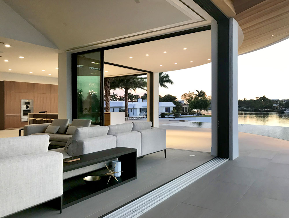 Florida modern home architecture indoor outdoor design and round concrete cantilever