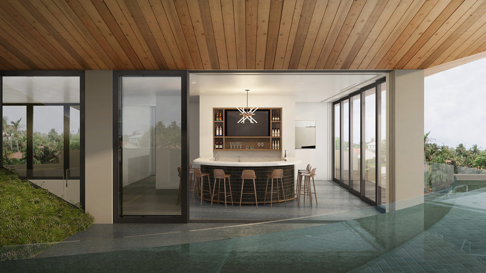 Indoor/Outdoor modern bar and glass pool Architecture by THE UP STUDIO