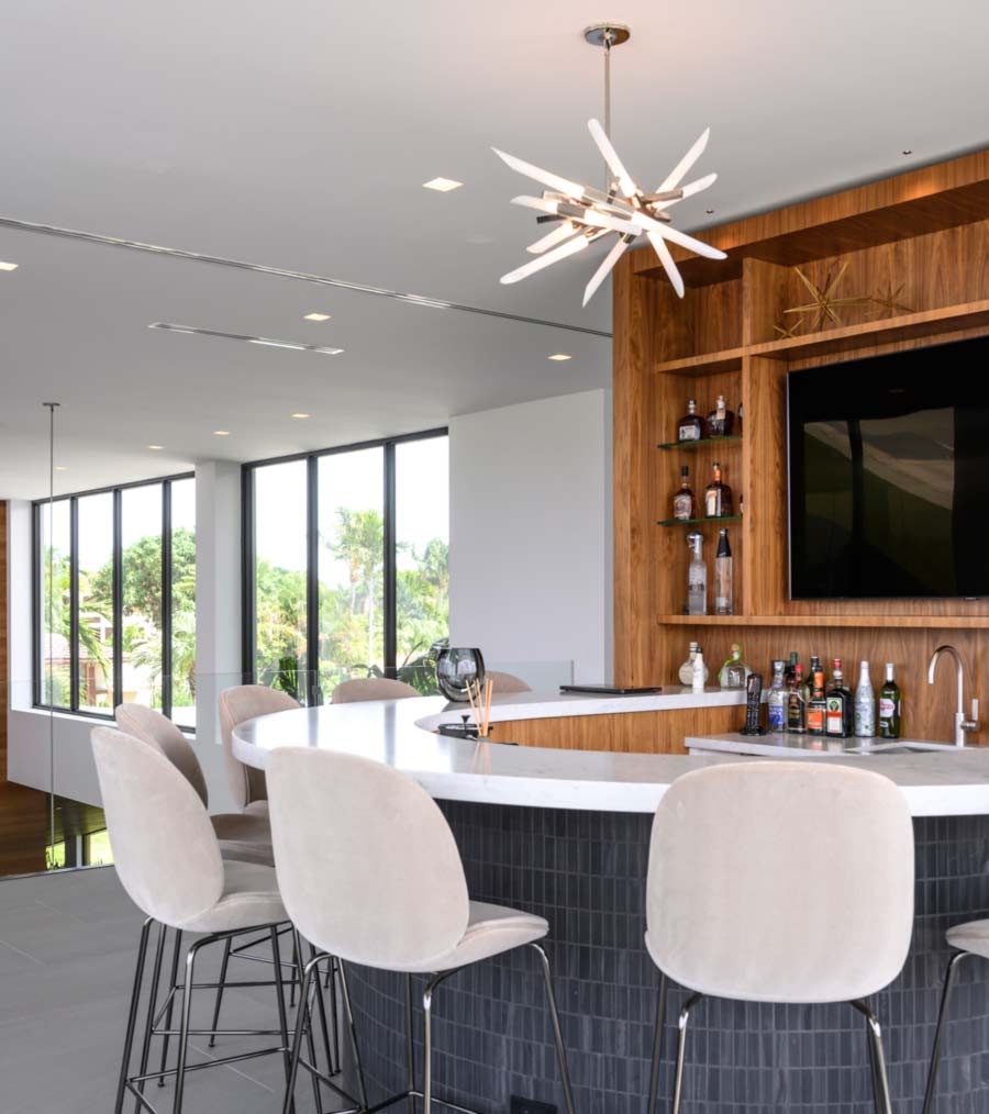 Private wine bar in tropical modern home architecture