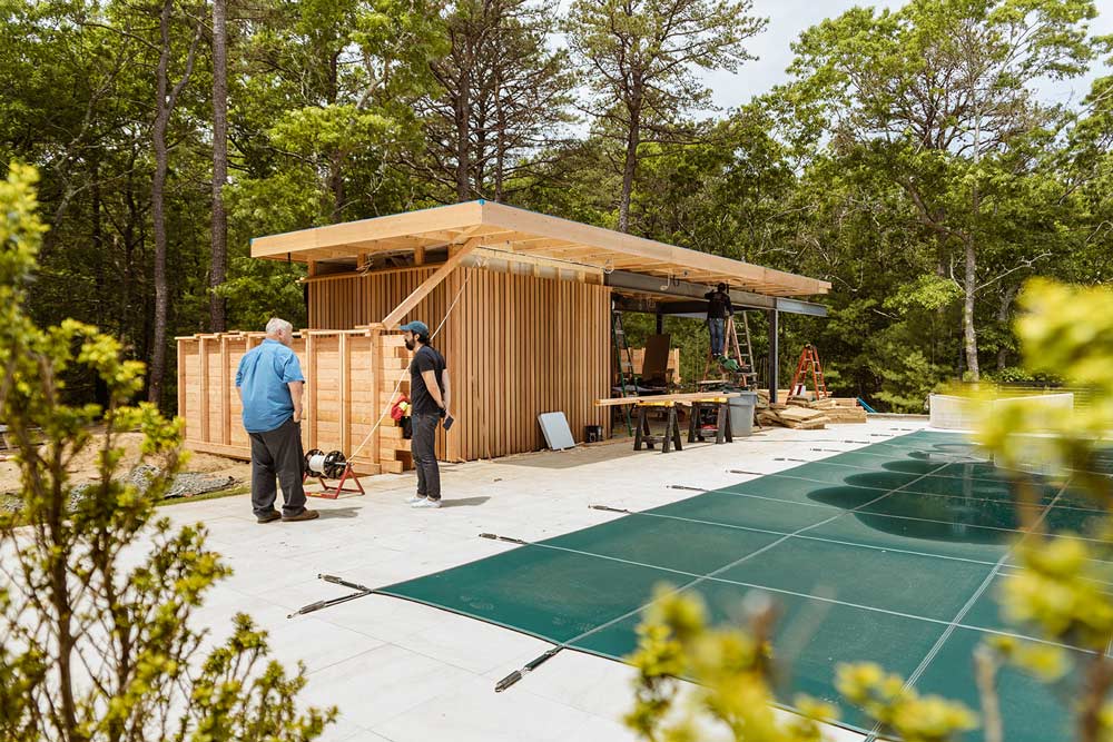 East Hampton Modern Pool House Construction Progress