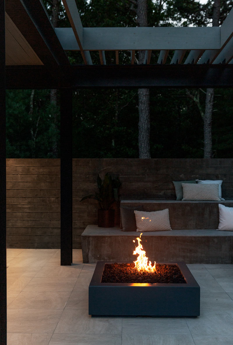 east hampton outdoor fireplace shade structure architecture