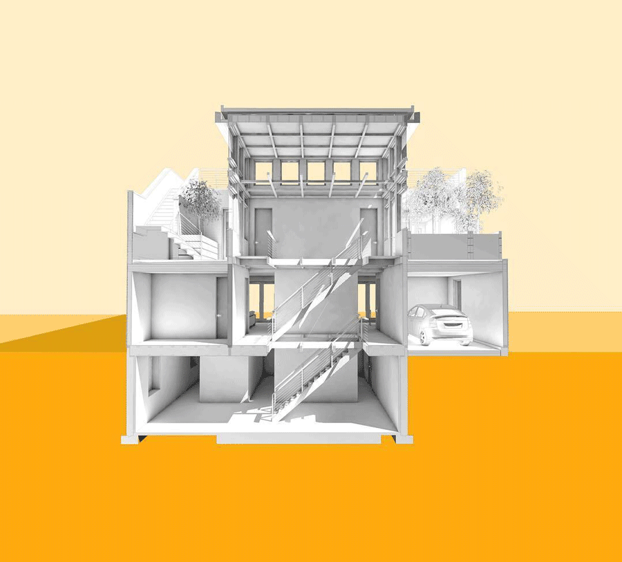 South Shore Long Island Modern Architecture Section Diagram of Home