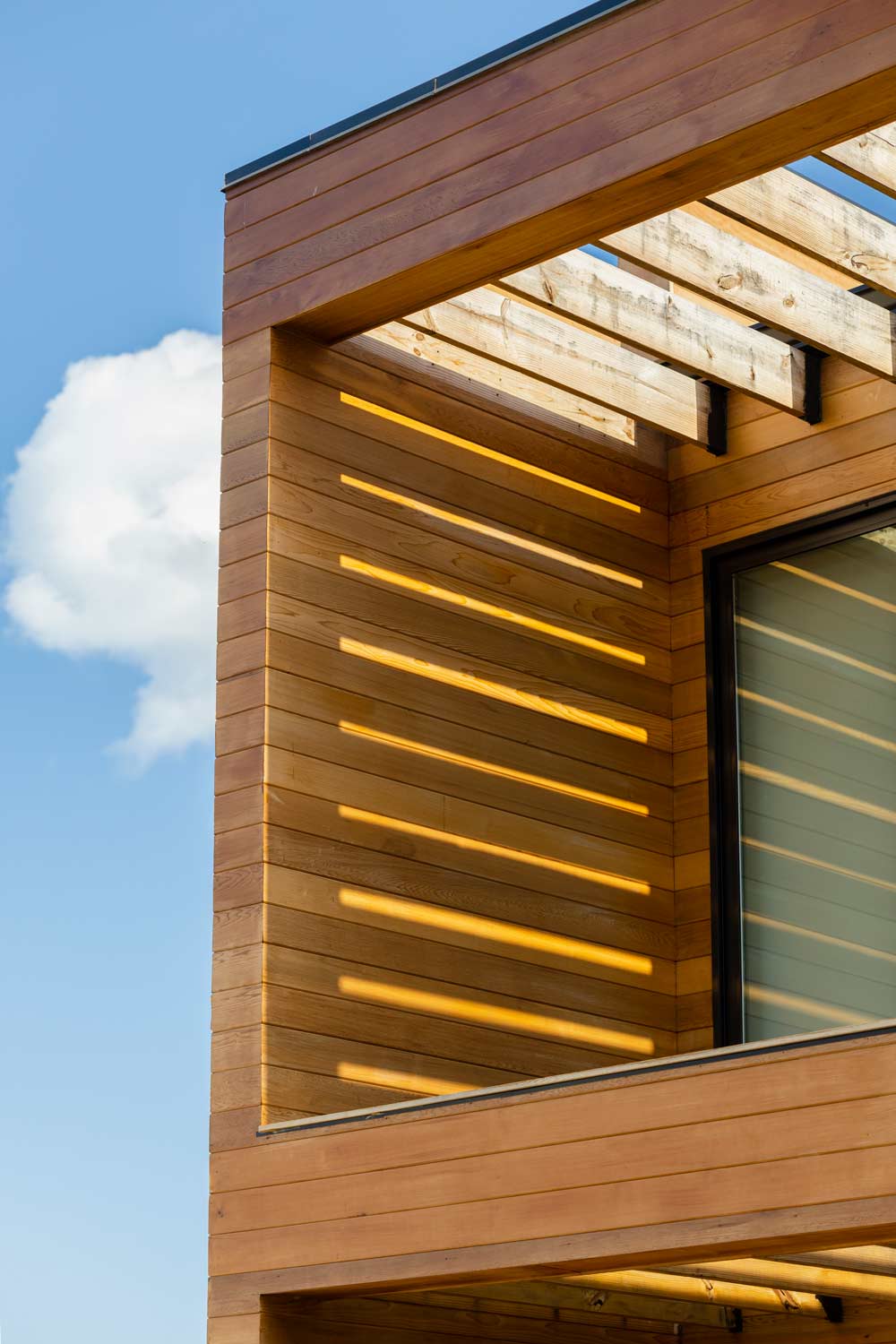 modern home architecture custom wood balcony detail