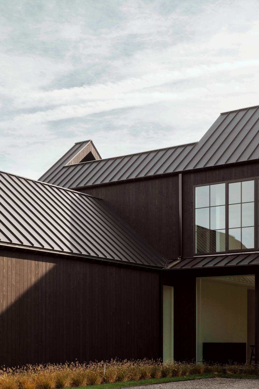 black wood siding on natural modern farmhouse design