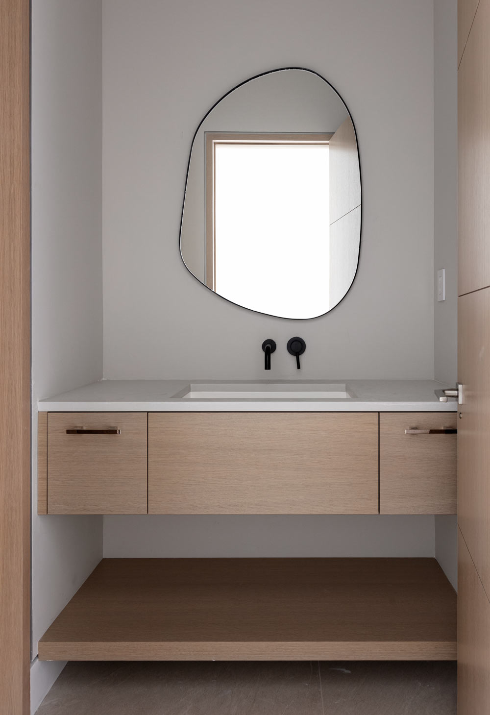 minimal wood contemporary powder room interiors