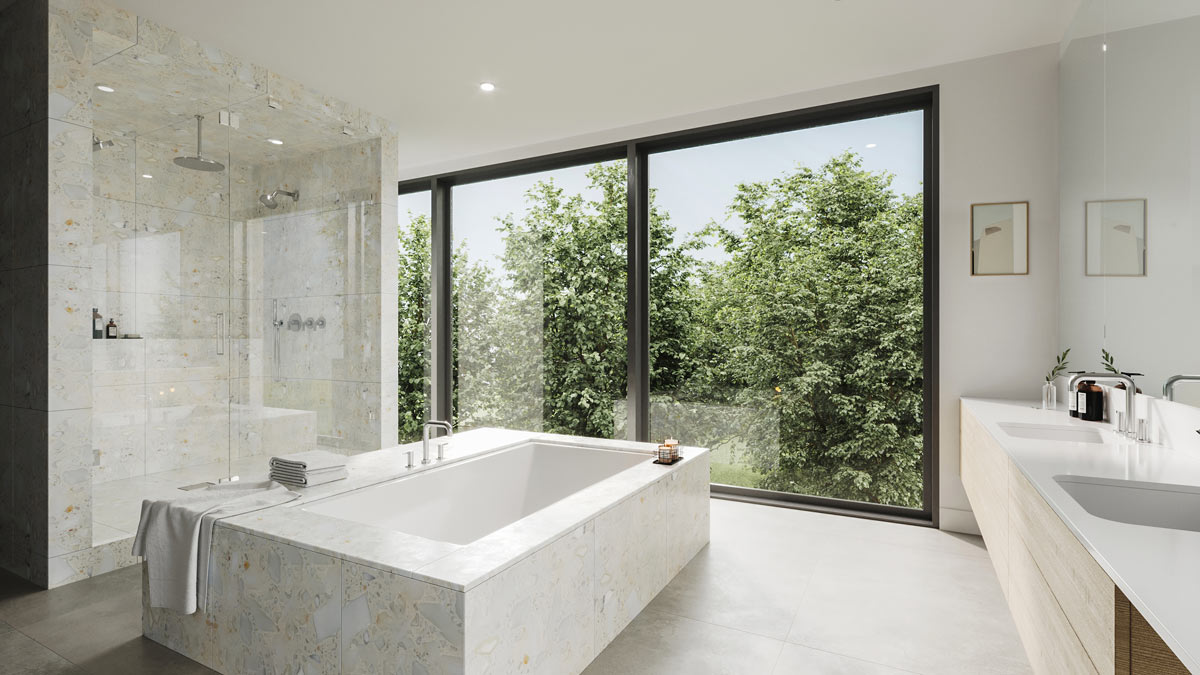 Amagansett Modern Interior Bathroom Architecture with Ocean Views