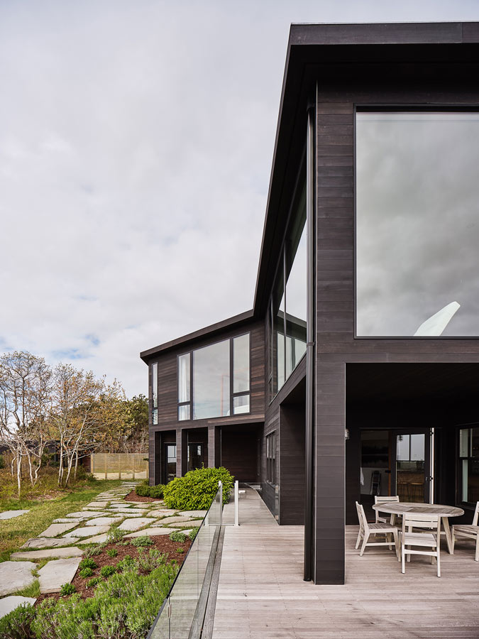 black siding on modern hamptons beach house architecture