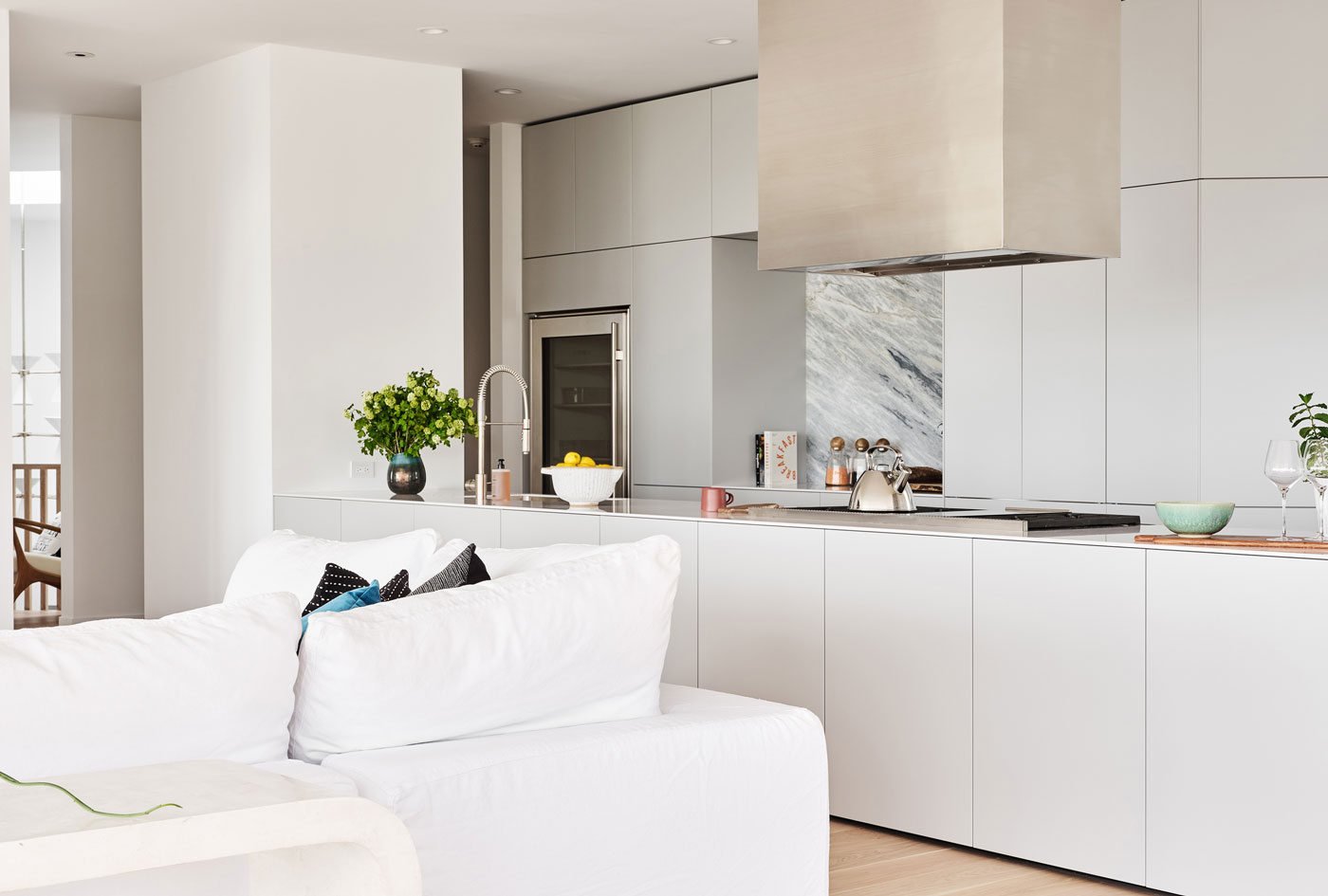 minimal grey custom kitchen design in modern hamptons beach house interiors