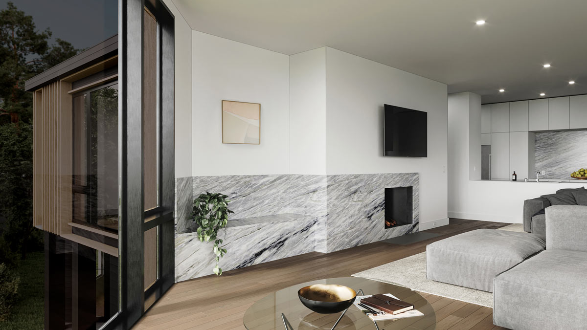 Minimal Interior Architecture Rendering - Hamptons Home Design