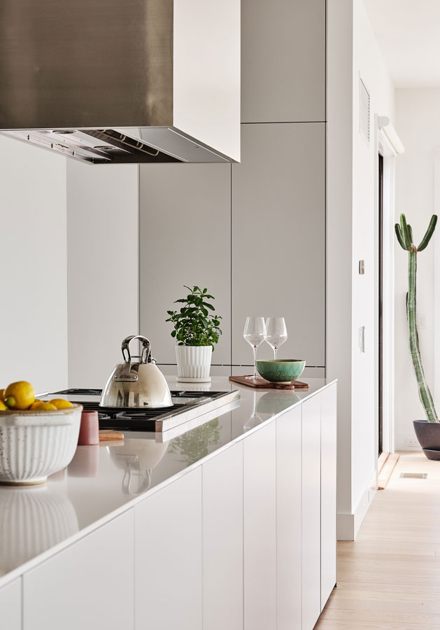 modern light gray kitchen interior designed by the up studio