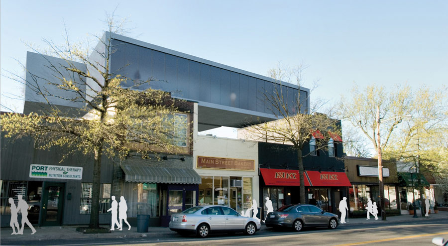 Architectural Rendering of Modern, Infilled Long Island Downtowns