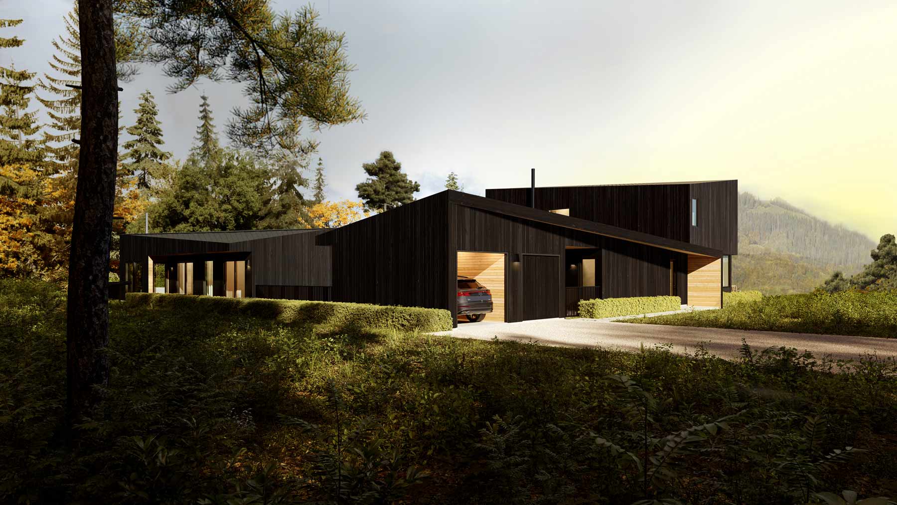 hudson valley modern home architecture rendering