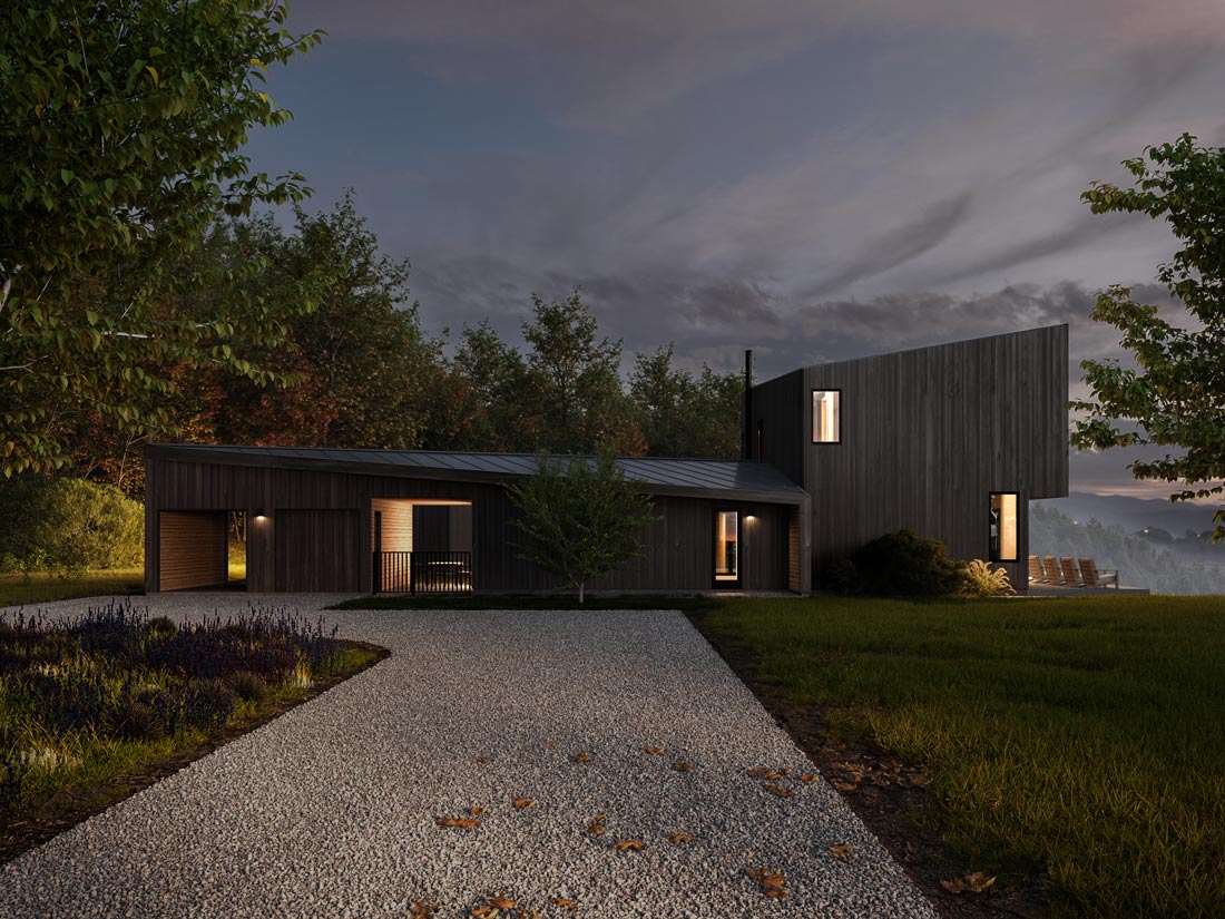 Shou Sugi Ban Siding in a modern mountain home by The Up Studio.