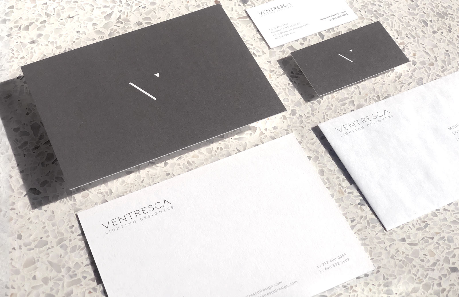Minimal Branding Design for NYC Architectural Lighting Designer's Print Collateral