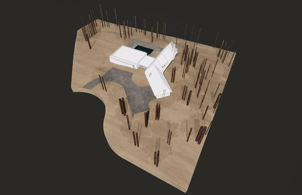 architectural massing diagrams of modern home for aging-in-place