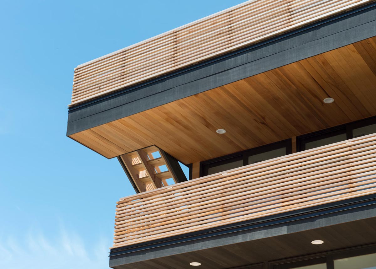 Modern Black Stained Cedar Balconies Long Island Residential Architecture