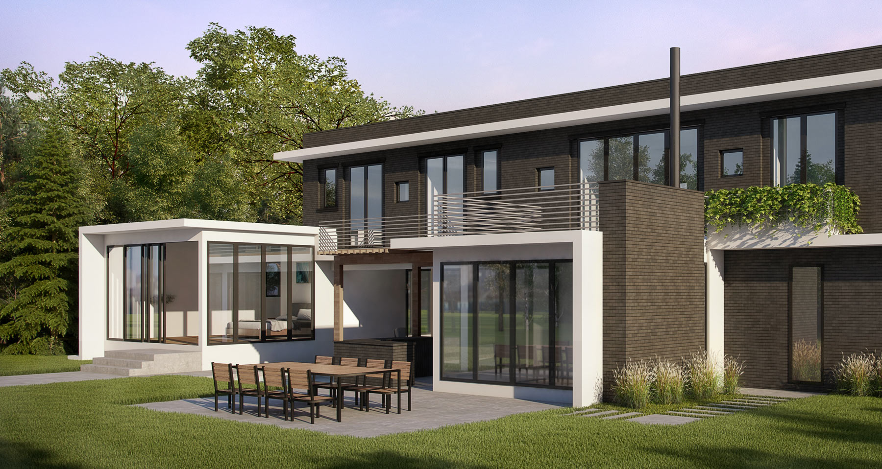 Long Island Modern Architecture Lake Success Mid Century Black Brick Home Design